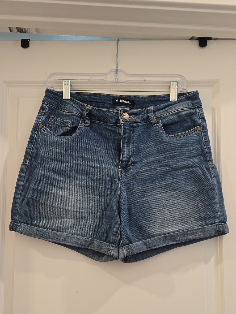 d. jeans Mid-Wash Blue Denim Roll Cuff Shorts